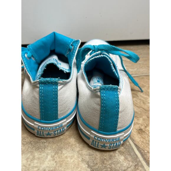Converse All Star Double Tongue Low Top Sneakers Turquoise Blue and White Size 9 - Picture 3 of 7